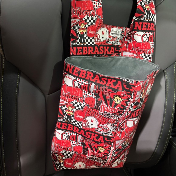 Car Trash/Utility Tote Bag UNL Cornhusker 9" wide x 4" deep x 12" long Handmade - Picture 2 of 7